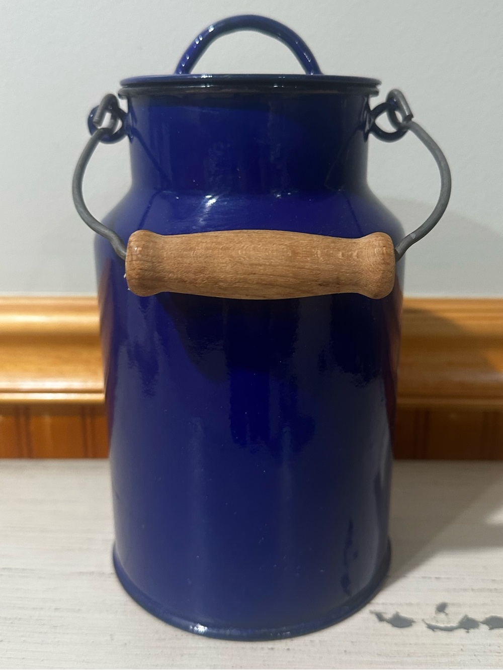 Vintage Yugoslavian Cobalt Blue Enamelware Milk Jug